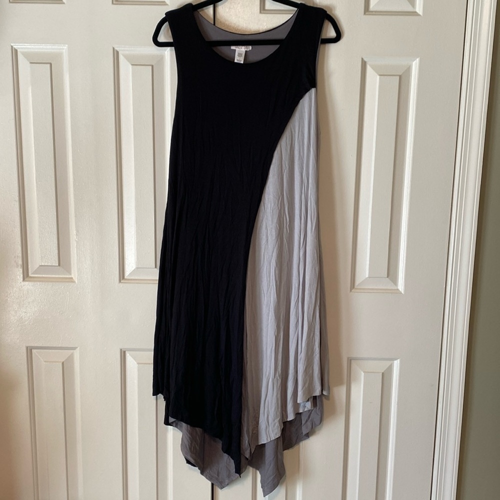 Vasna Black & Gray Tank Uneven Hem Long Dress Size Large in Like New Condition